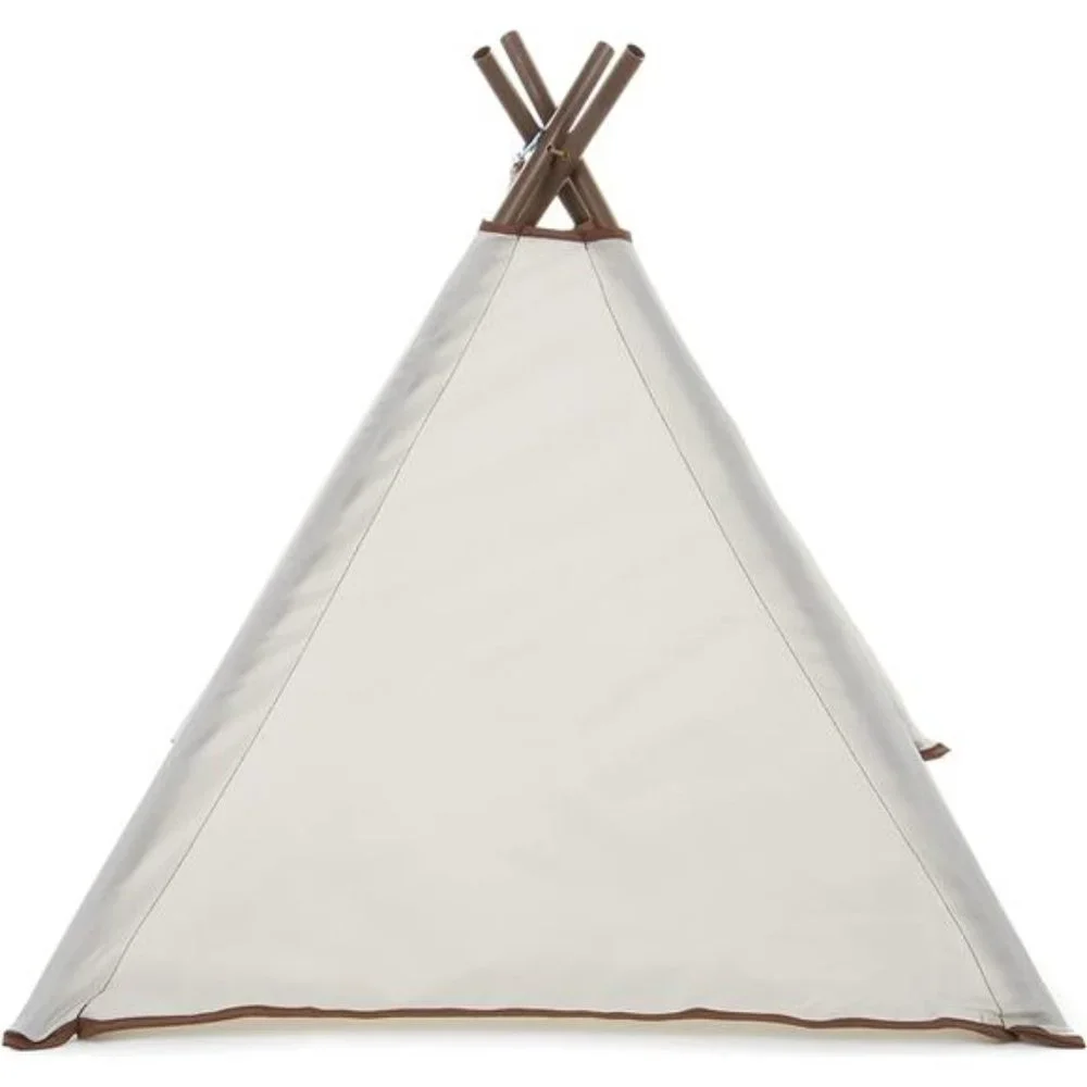 Kitty Camp Crinkle Cat Tent Hideaway with Feather Toy - Beige, One Size